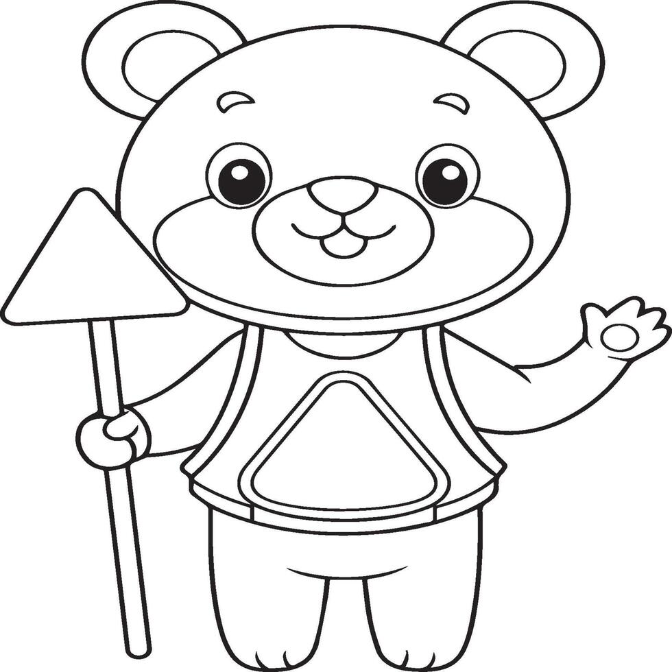 Cartoon bear Coloring pages. Bear animal outline vector