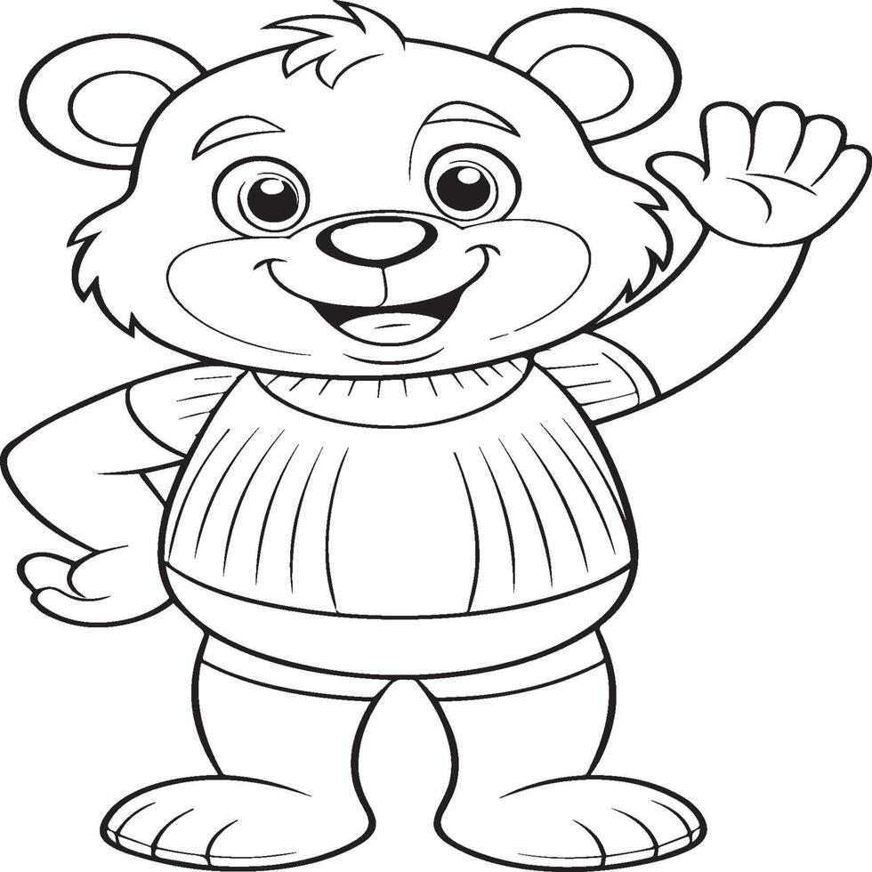 Cartoon bear Coloring pages. Bear animal outline vector