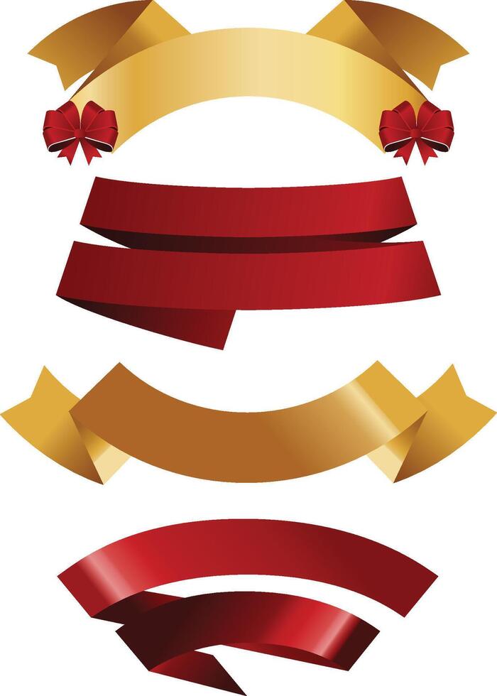 Beautiful Ribbons Banner, Tags and Bows Collection Set Design EPS Template. vector