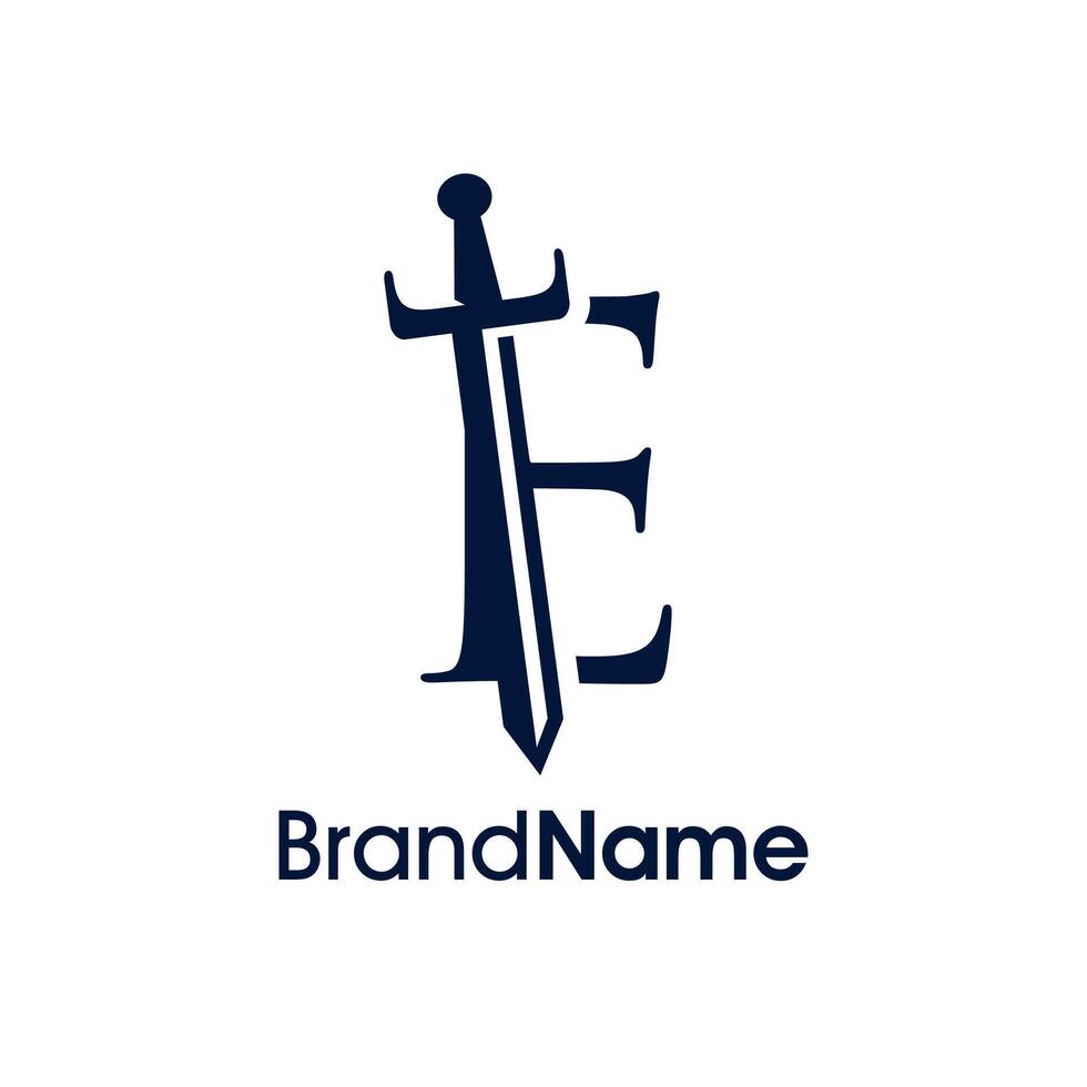 Elegant Initial E Sword Logo vector
