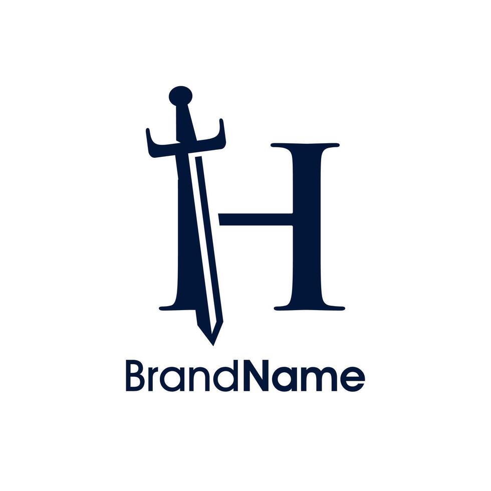 Elegant Initial H Sword Logo vector