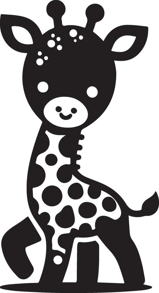 cute baby giraffe black vector