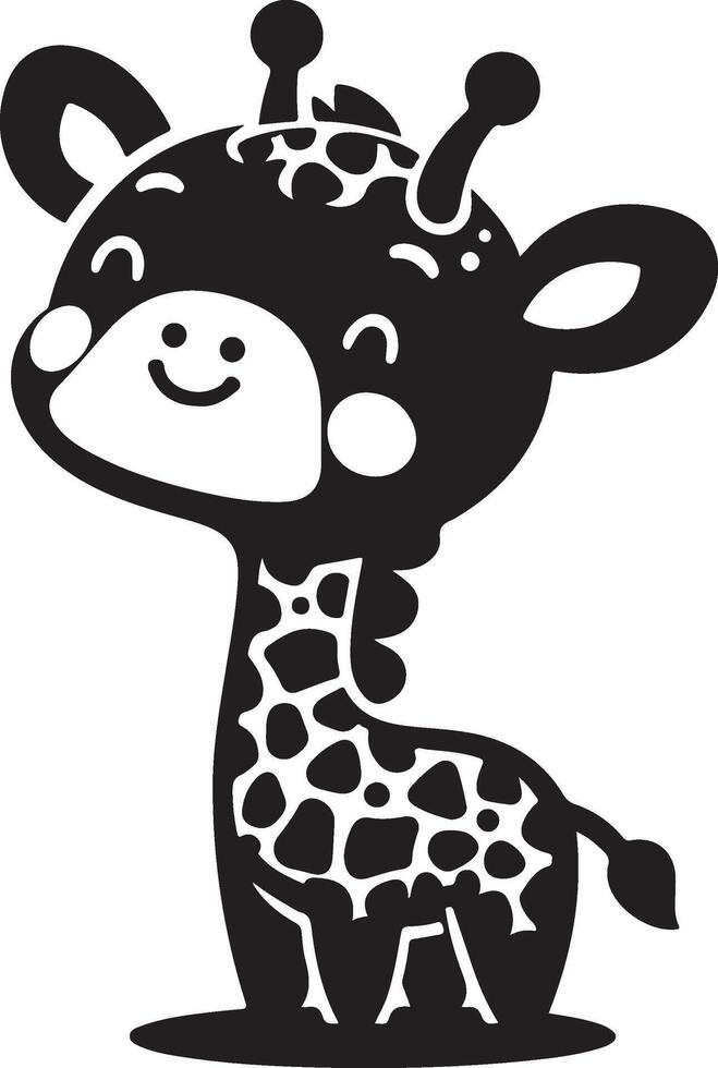 cute baby giraffe black vector