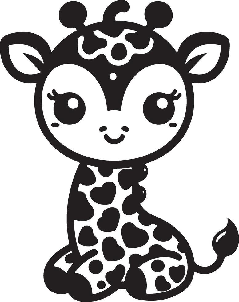 cute baby giraffe black vector