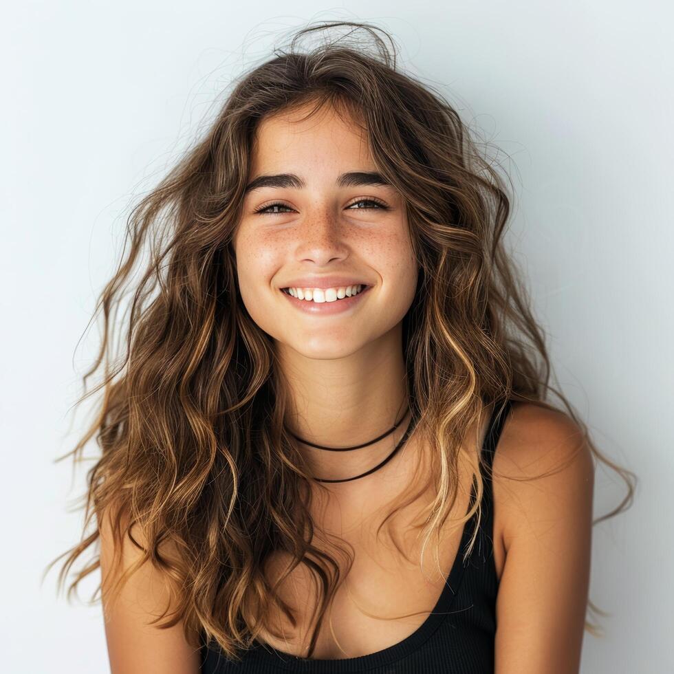 Woman With Long Hair in Black Tank Top photo
