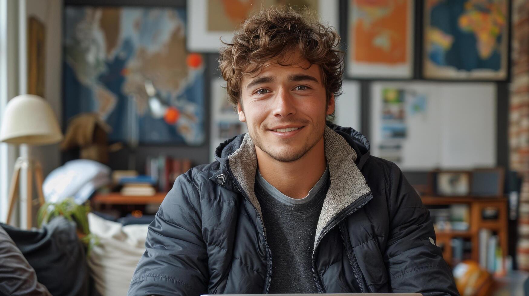 Smiling Man With Curly Hair photo