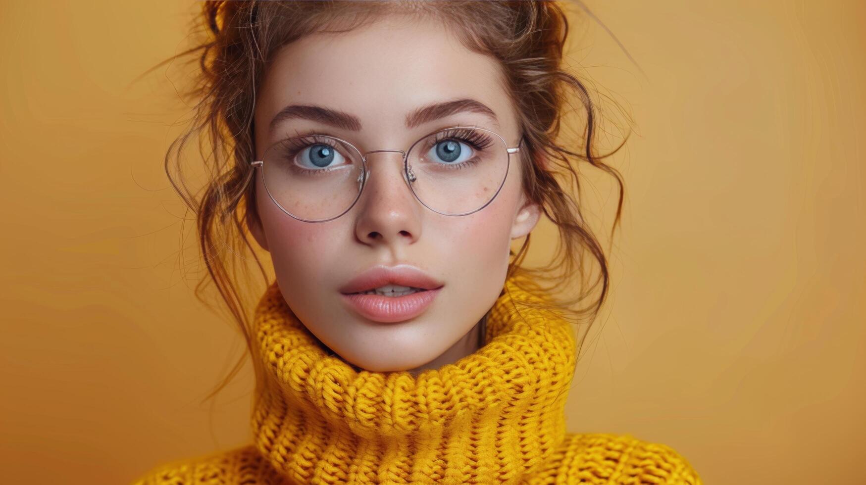 Woman Wearing Glasses Making a Surprised Face photo