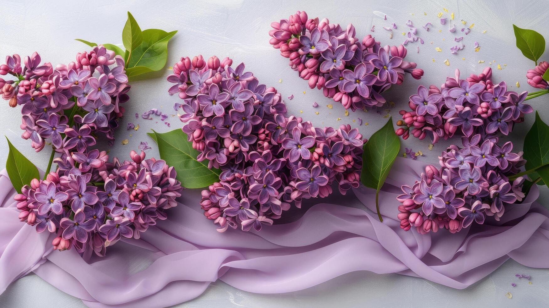 Group of Purple Flowers With Green Leaves photo