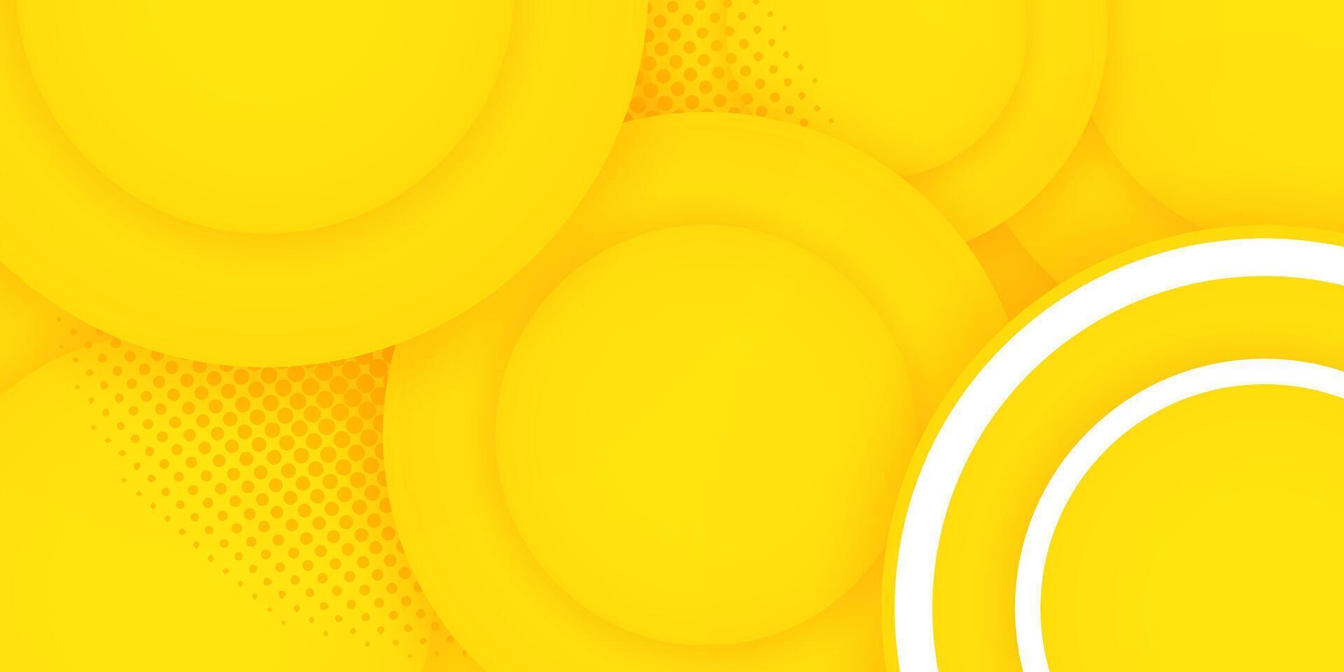 A bright yellow abstract background in hipster futuristic graphic illustration. Yellow background with white circles in vector