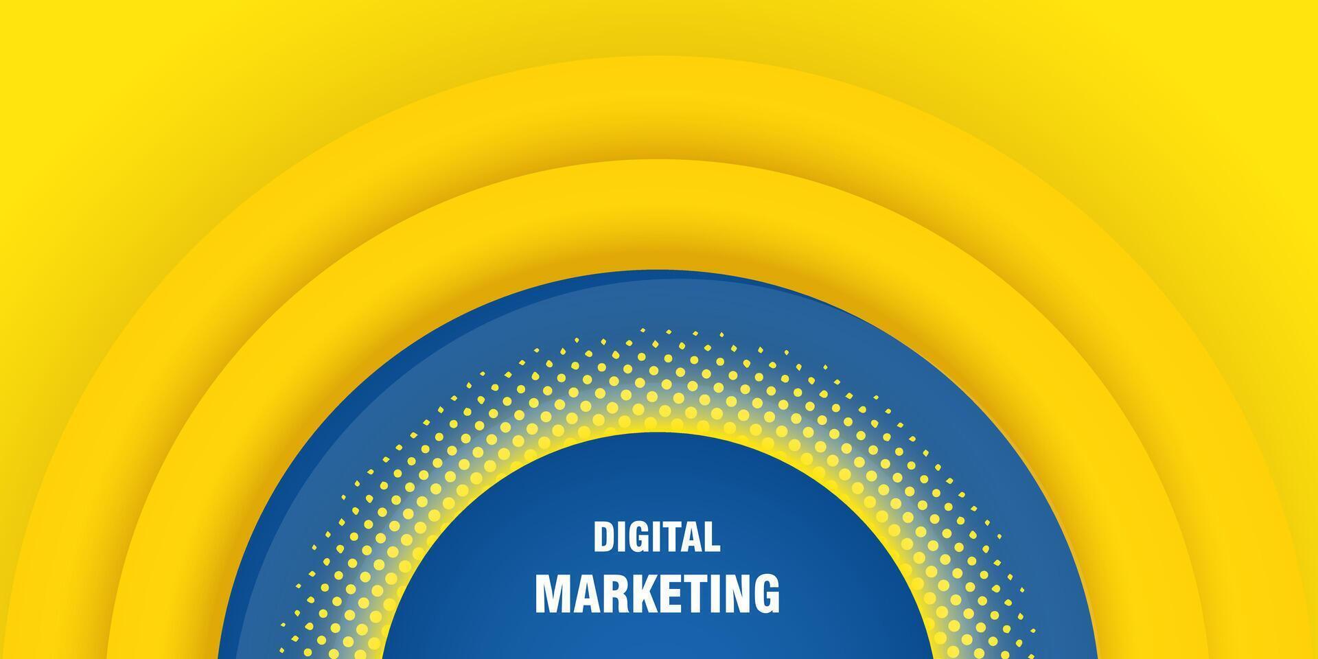The design includes a combination of yellow and blue halftone patterns. A bright yellow, blue poster design stands out with its vibrant colors. Blue and yellow Banner vector