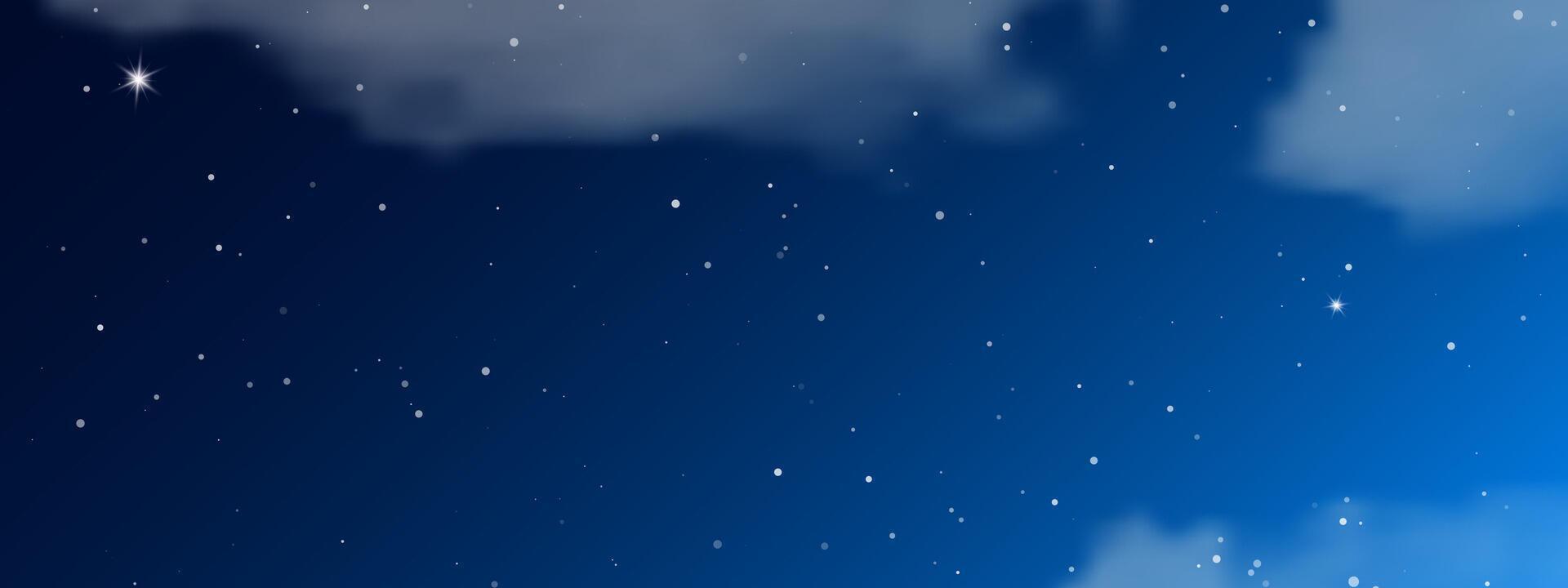 Night sky with clouds and many stars vector