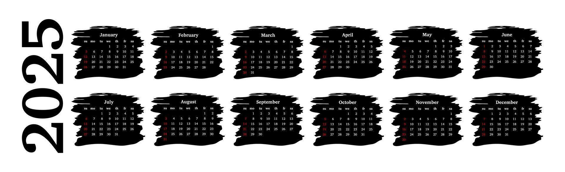 Calendar for 2025 isolated on a white background vector