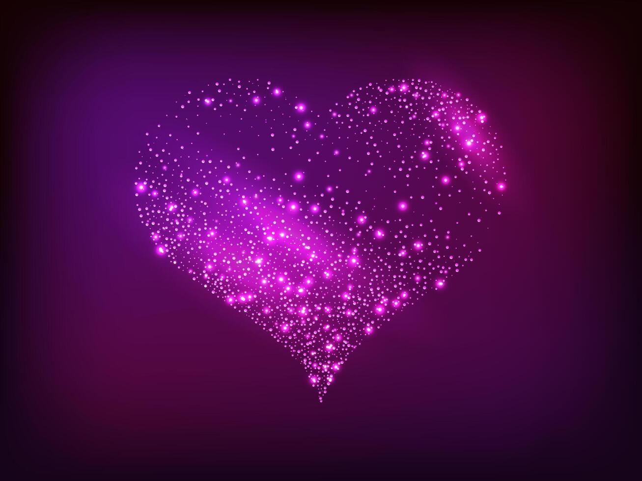 Neon heart on dark background vector
