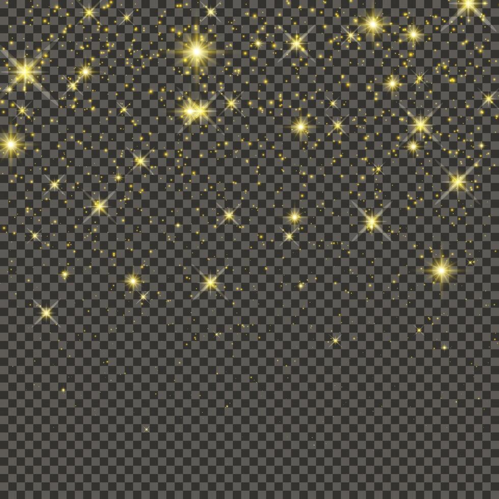 Gold glittering dust on a gray background. Dust with gold glitter effect and empty space for your text. illustration vector