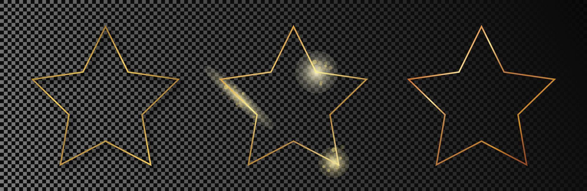 Gold glowing star shape frame vector