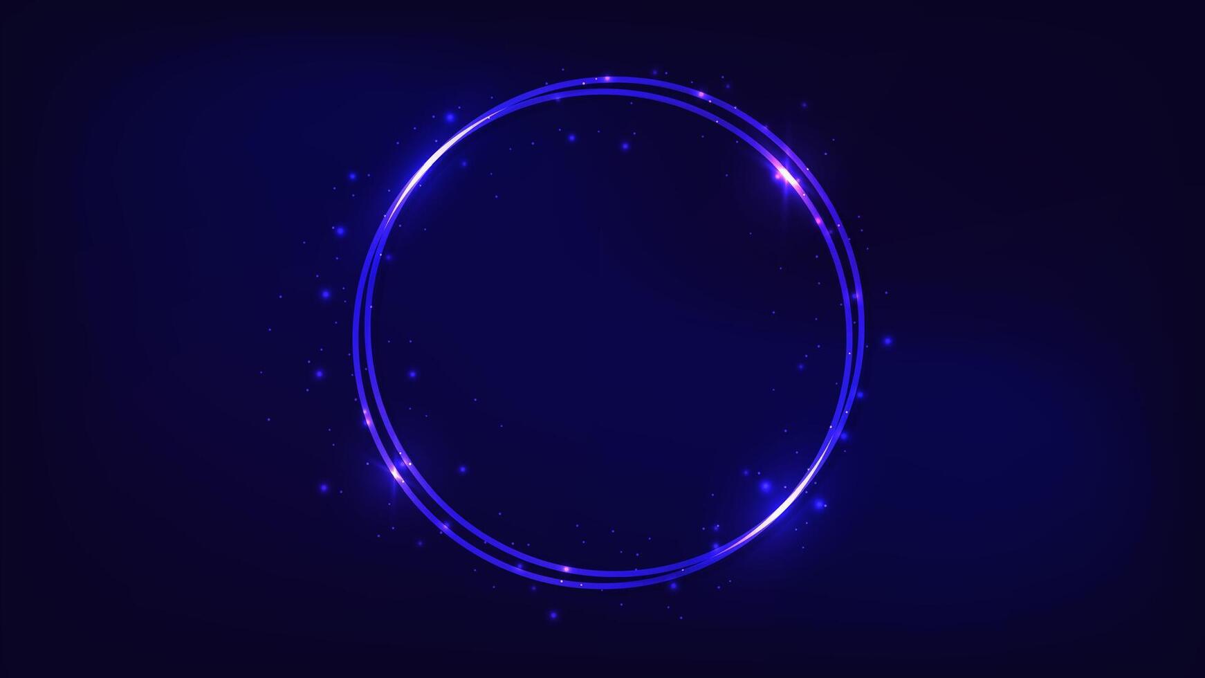Neon double round frame vector
