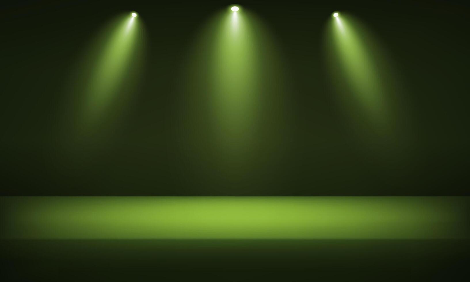 Empty Green studio room background. Abstract studio room platform design. Empty room with light effect. Use for product display presentation, cosmetic display mockup, showcase, media banner, etc. vector