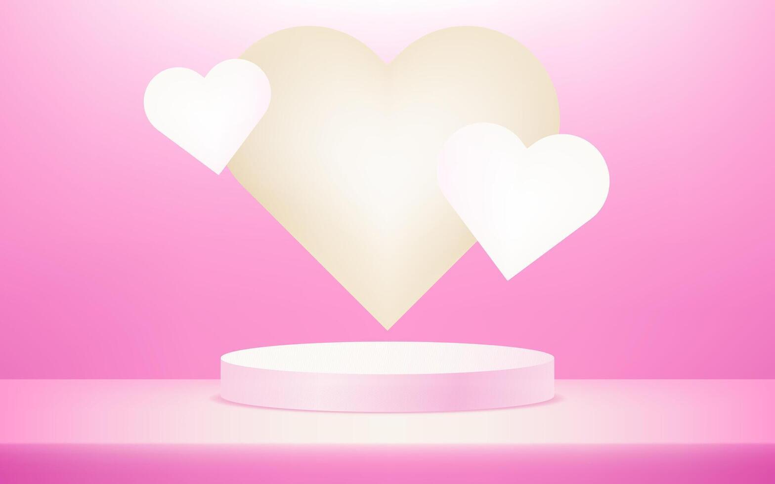 Pink cylinder pedestal podium. Valentine day minimal scene for product display presentation. Use for product display presentation, cosmetic display mockup, showcase, media banner, etc. vector