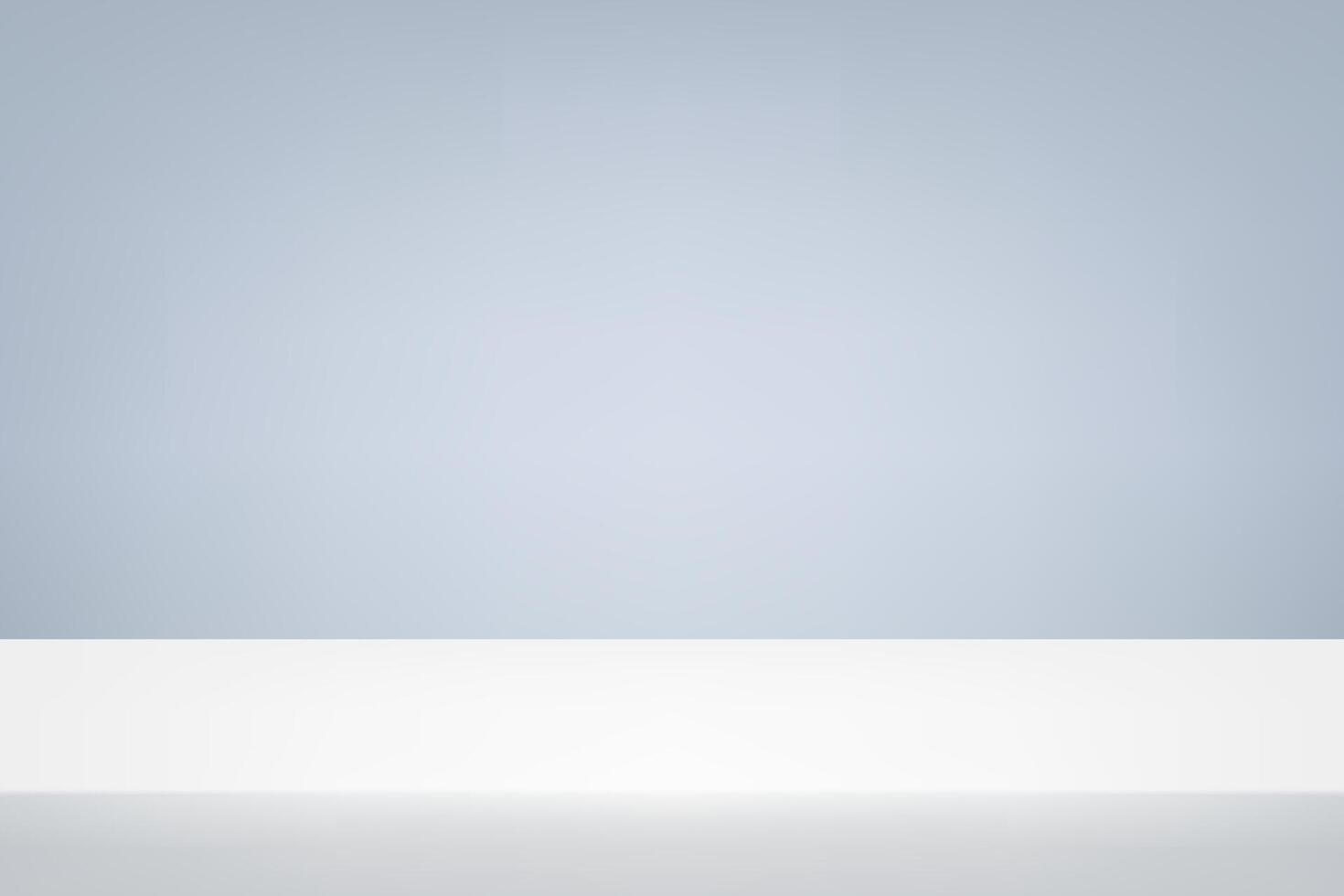 White and gray table background. Minimal 3d shelf. Room in the 3d. Space for selling products on the website. Business backdrop. Empty room with light effect. illustration. vector