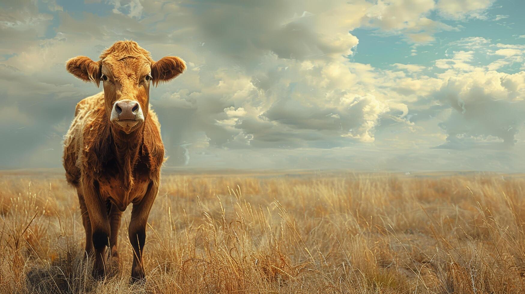 Cow Standing in a Field of Tall Grass photo