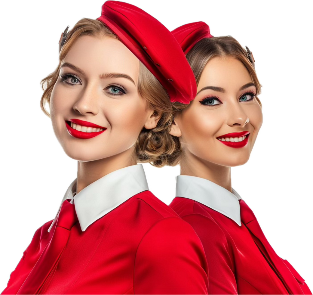 Smiling Flight Attendants Uniforms. png