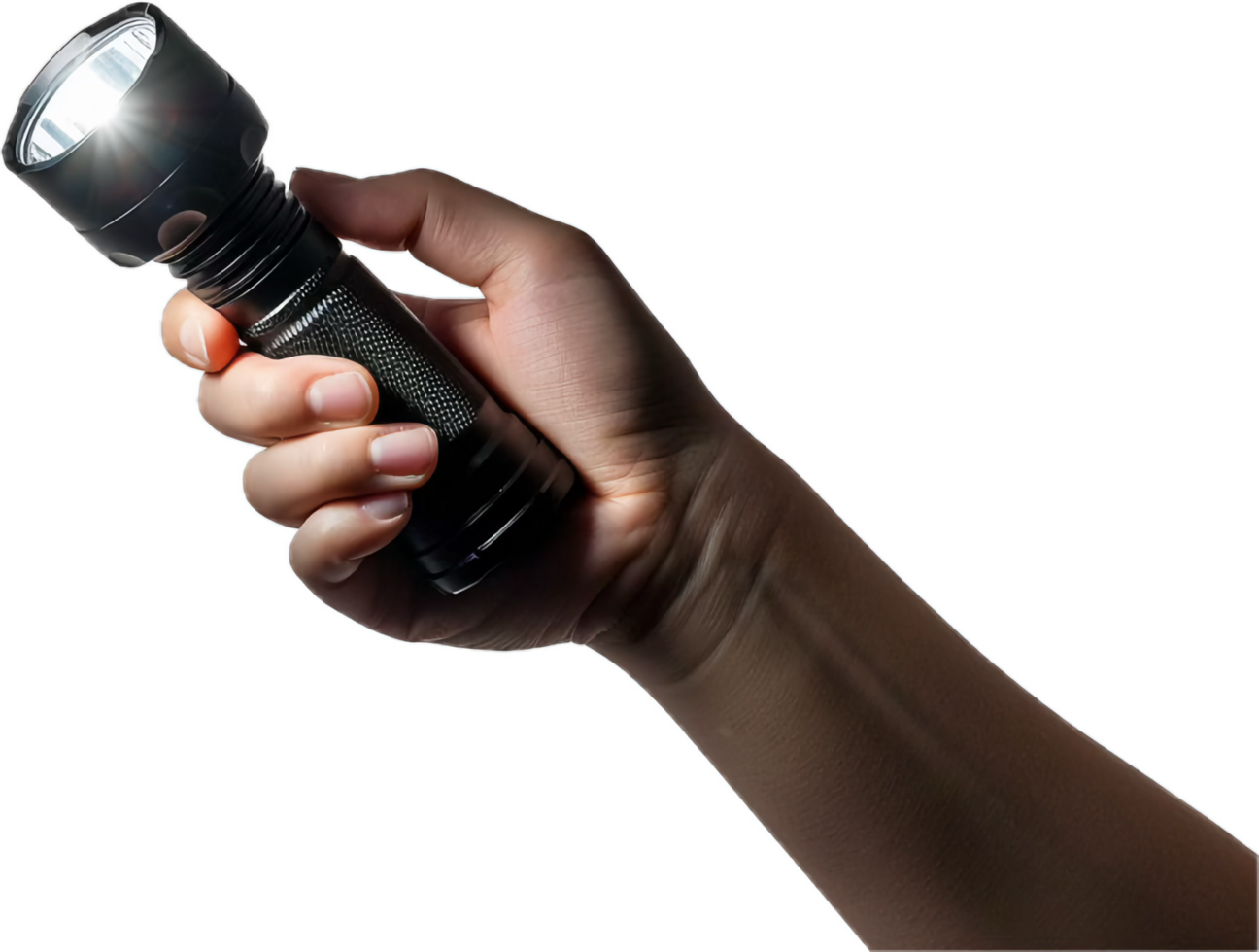 Hand Holding Bright LED Flashlight. png