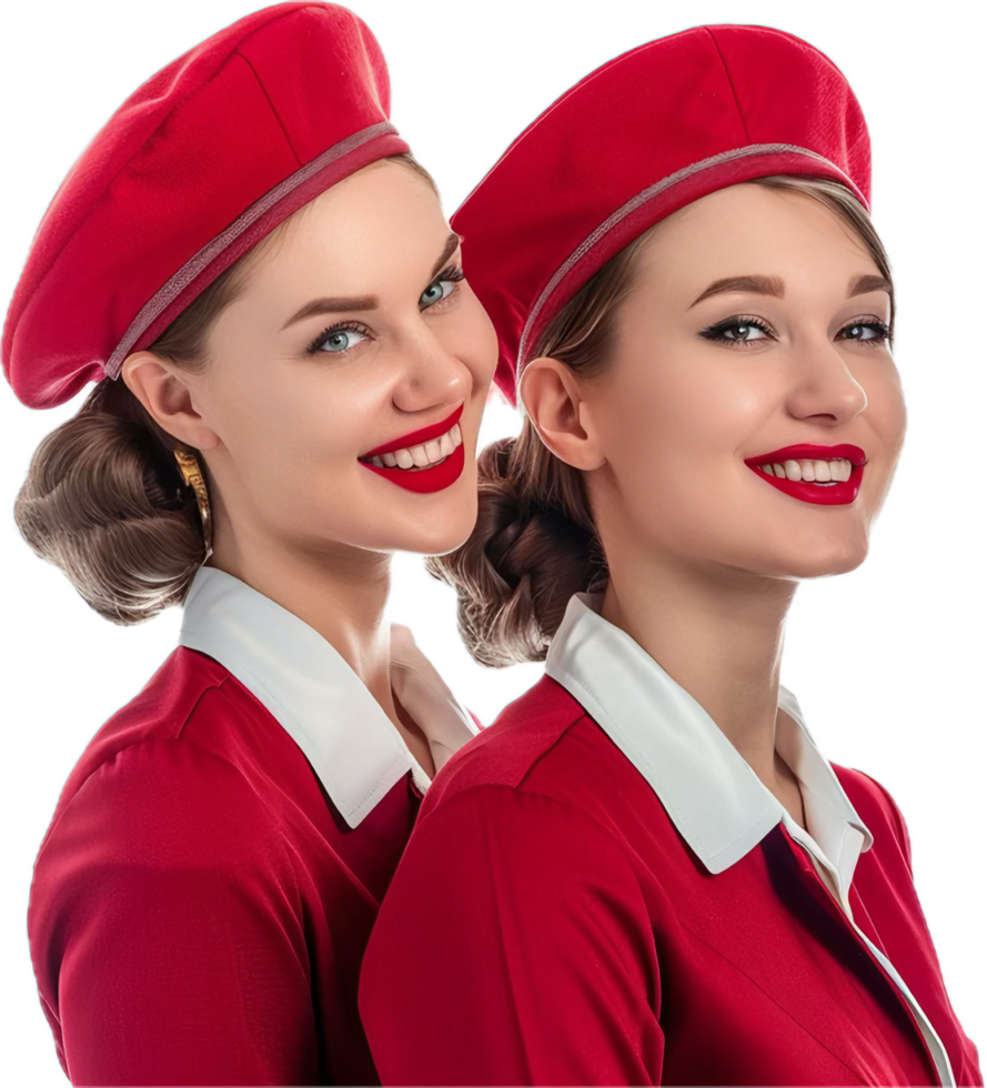 Smiling Flight Attendants Uniforms. png
