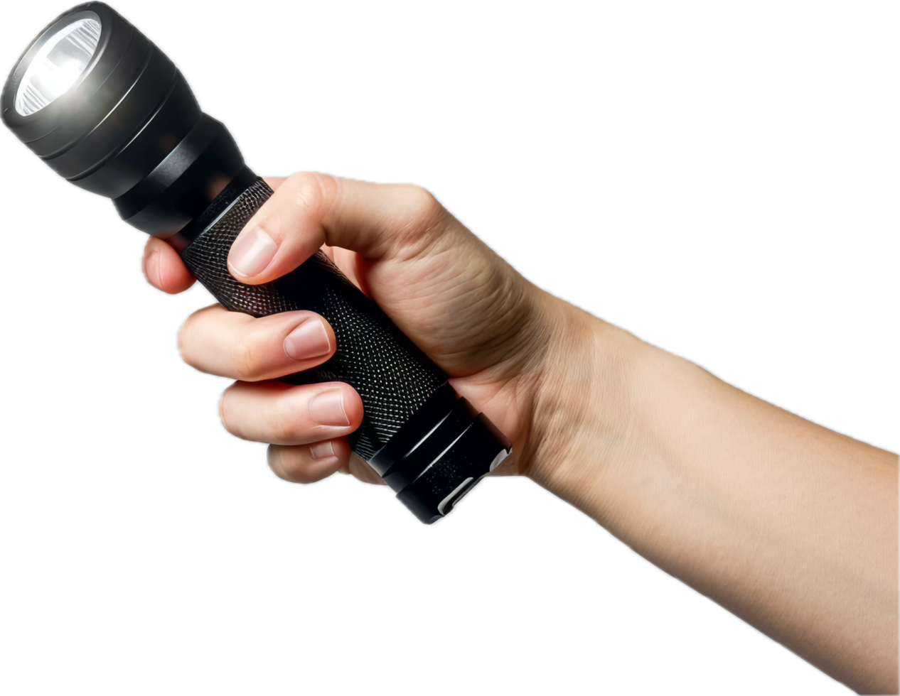 Hand Holding Bright LED Flashlight. png