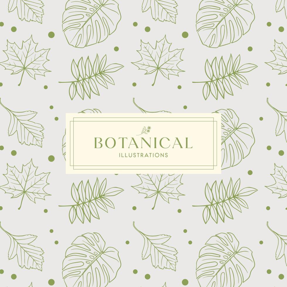 Summer Tropical Leaves Peach Orange drawn mono-line floral botanical flower background design vector