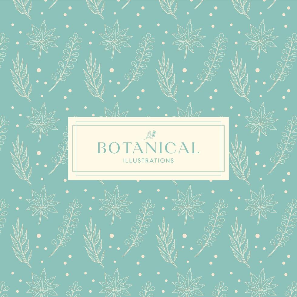 Summer Tropical Leaves Blue White Hand drawn mono-line floral botanical flower background design vector