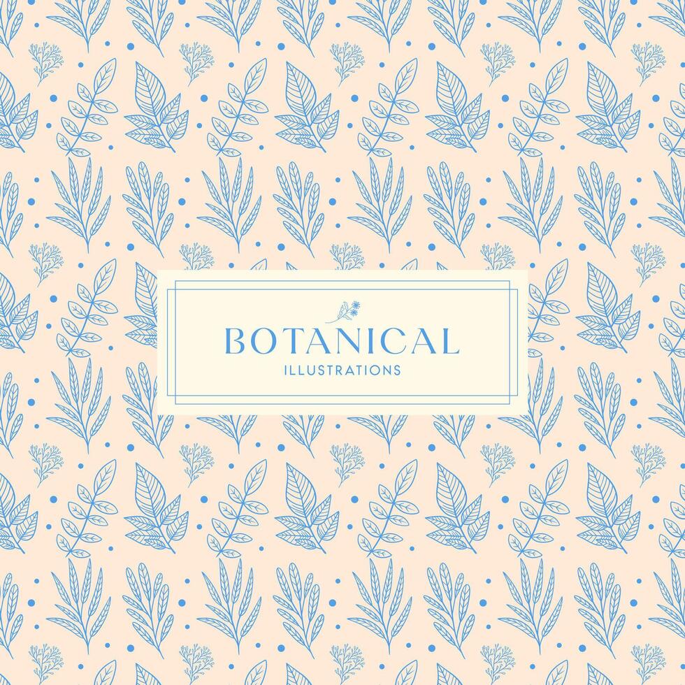 Summer Tropical Leaves Pink Blue drawn mono-line floral botanical flower background design vector