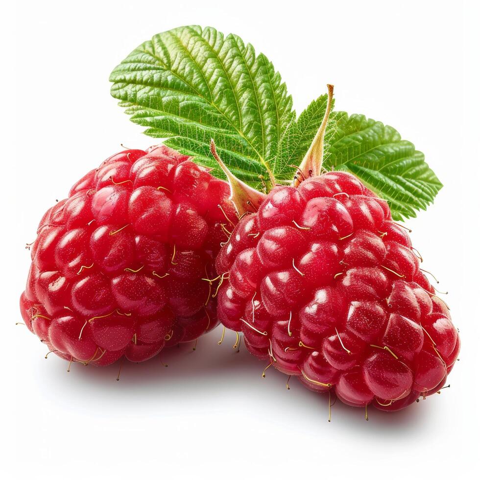 Close Up of a Raspberry on White Background photo