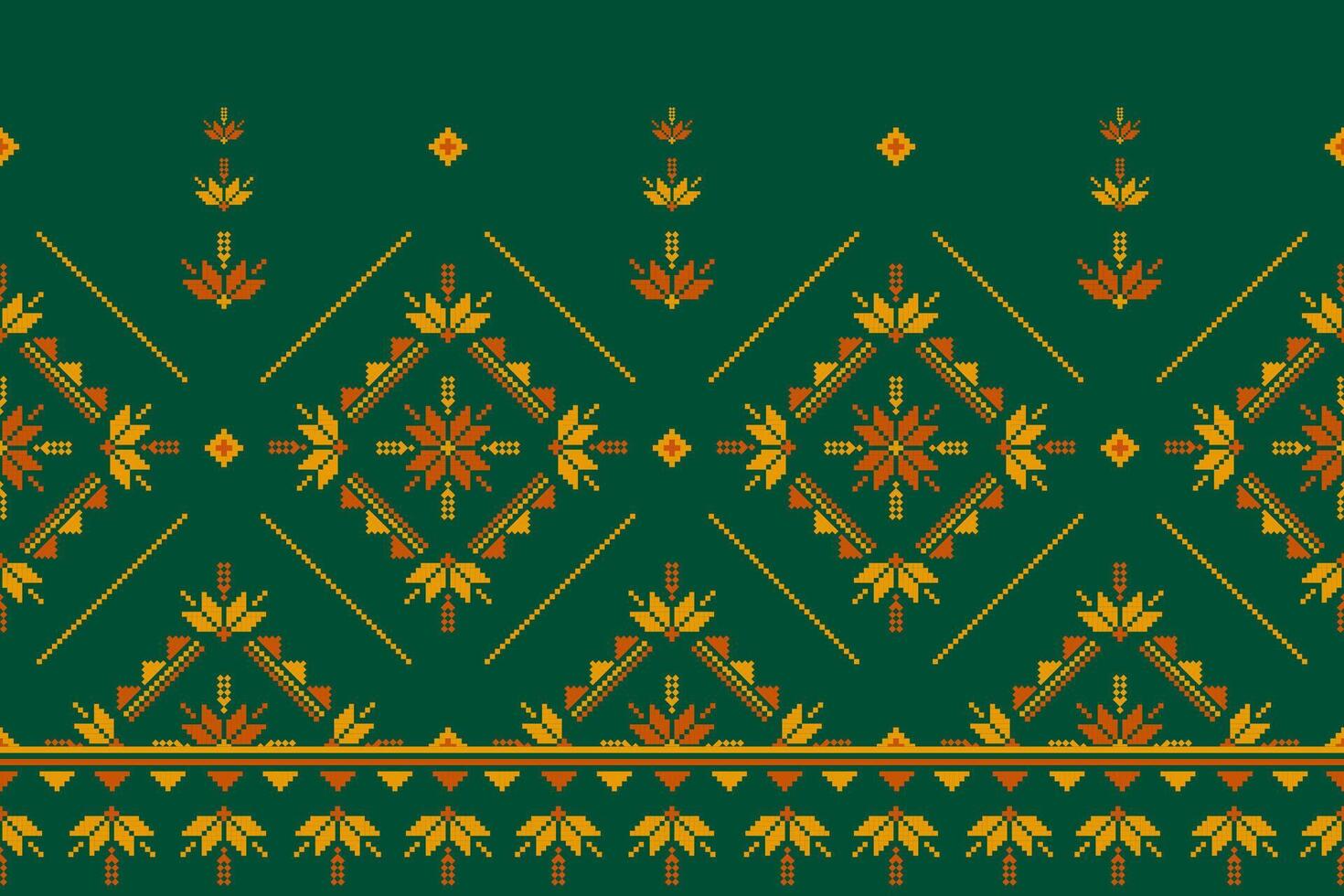 Fabric Mexican style. Geometric ethnic flower seamless pattern traditional. Aztec tribal ornament print. Design for background, illustration, fabric, clothing, carpet, textile, batik, embroidery. vector