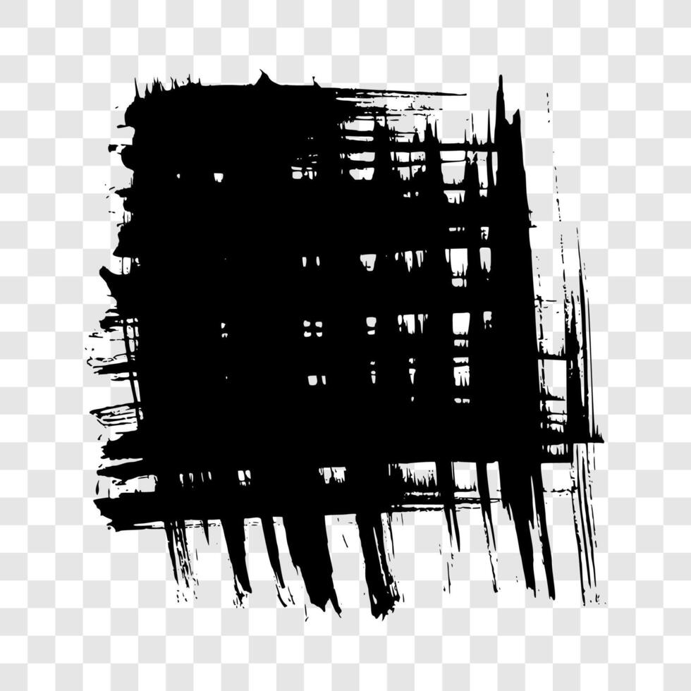 Black brush stroke in square form. Hand drawn ink spot isolated on background. illustration vector