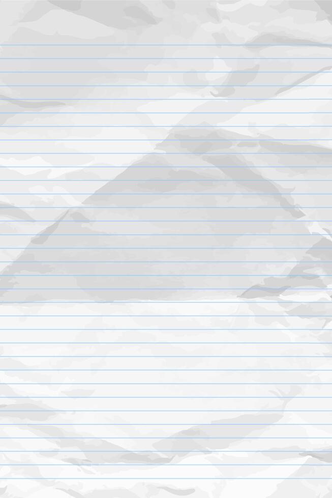 White clean crumpled notebook paper with lines vector