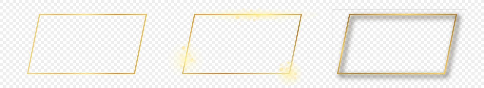 Gold glowing rectangular shape frame vector