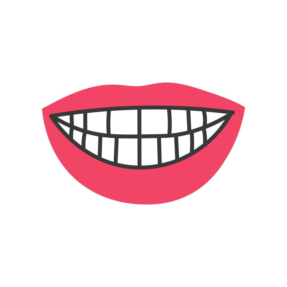 Happy smile red lips with white teeth vector