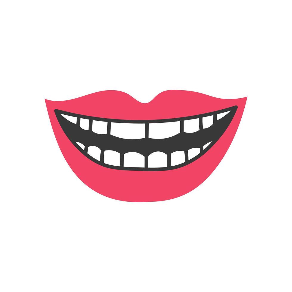 Smile Lips Mouth with Teeth cartoon icon vector