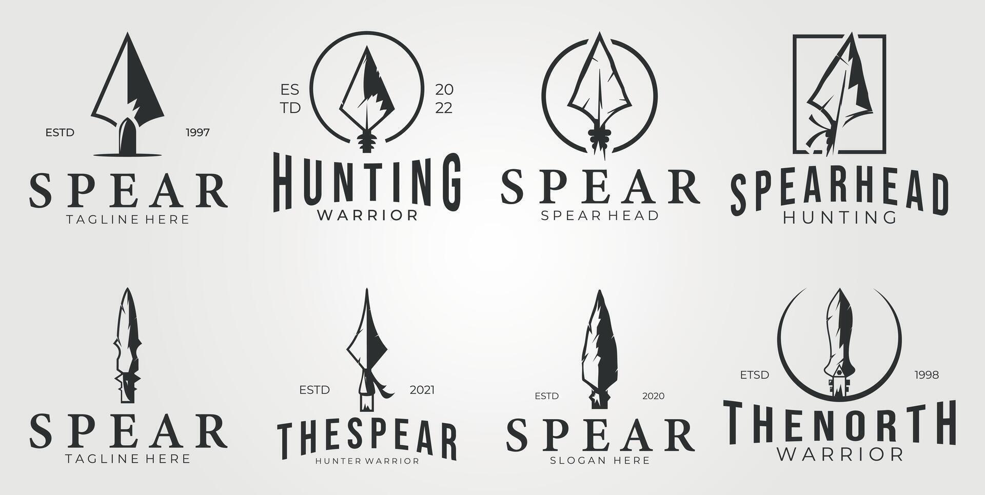 pack of spear logo icon vintage illustration, sign template and symbol vector