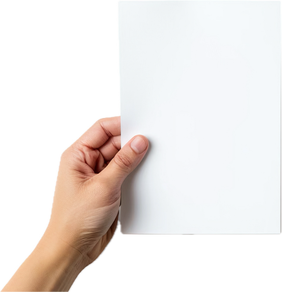 Hand Holding Blank White Paper Sheet. png