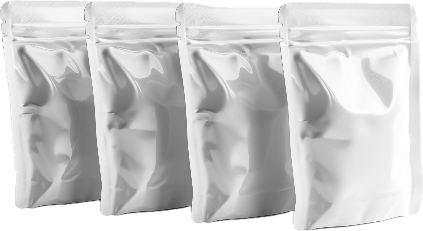 Empty white resealable pouch bag. png