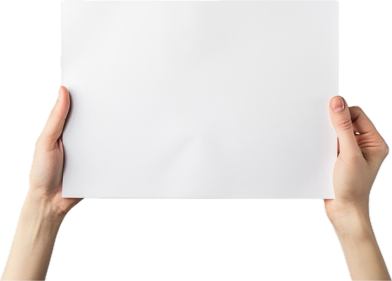 Hand Holding Blank White Paper Sheet. png