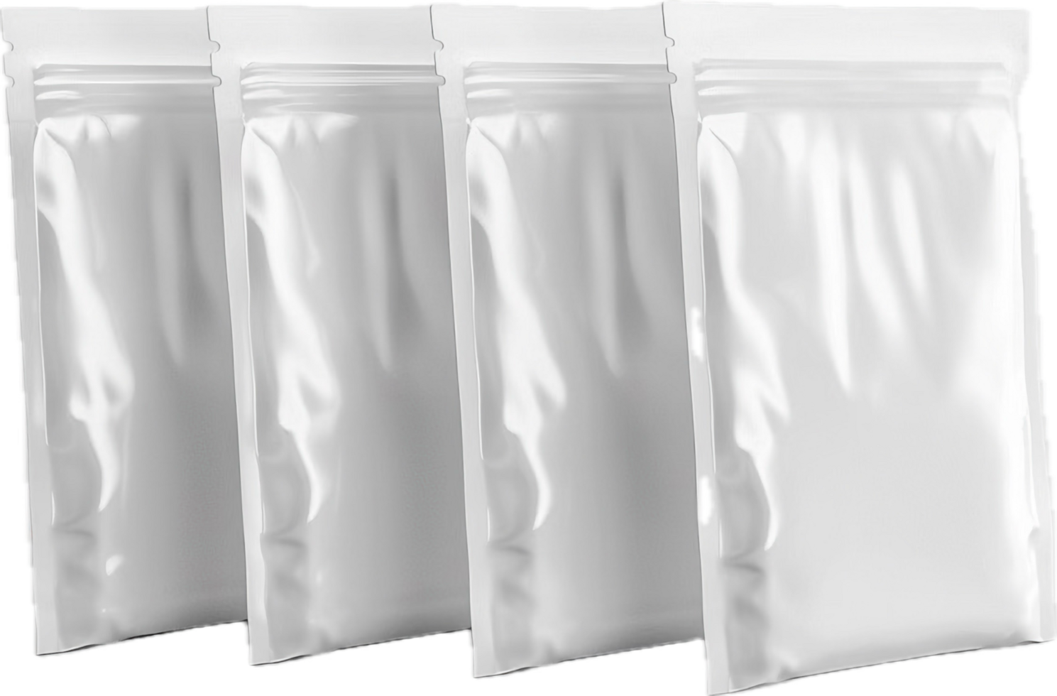 Empty white resealable pouch bag. png