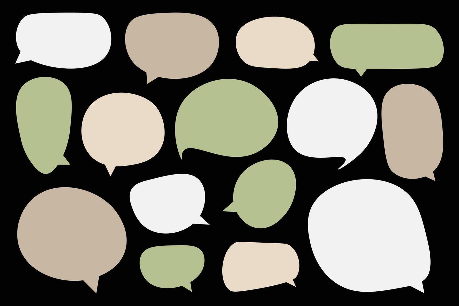 Set speech bubbles on black background. chat box or chat and doodle message or communication icon Cloud speaking for comics and minimal message dialog vector