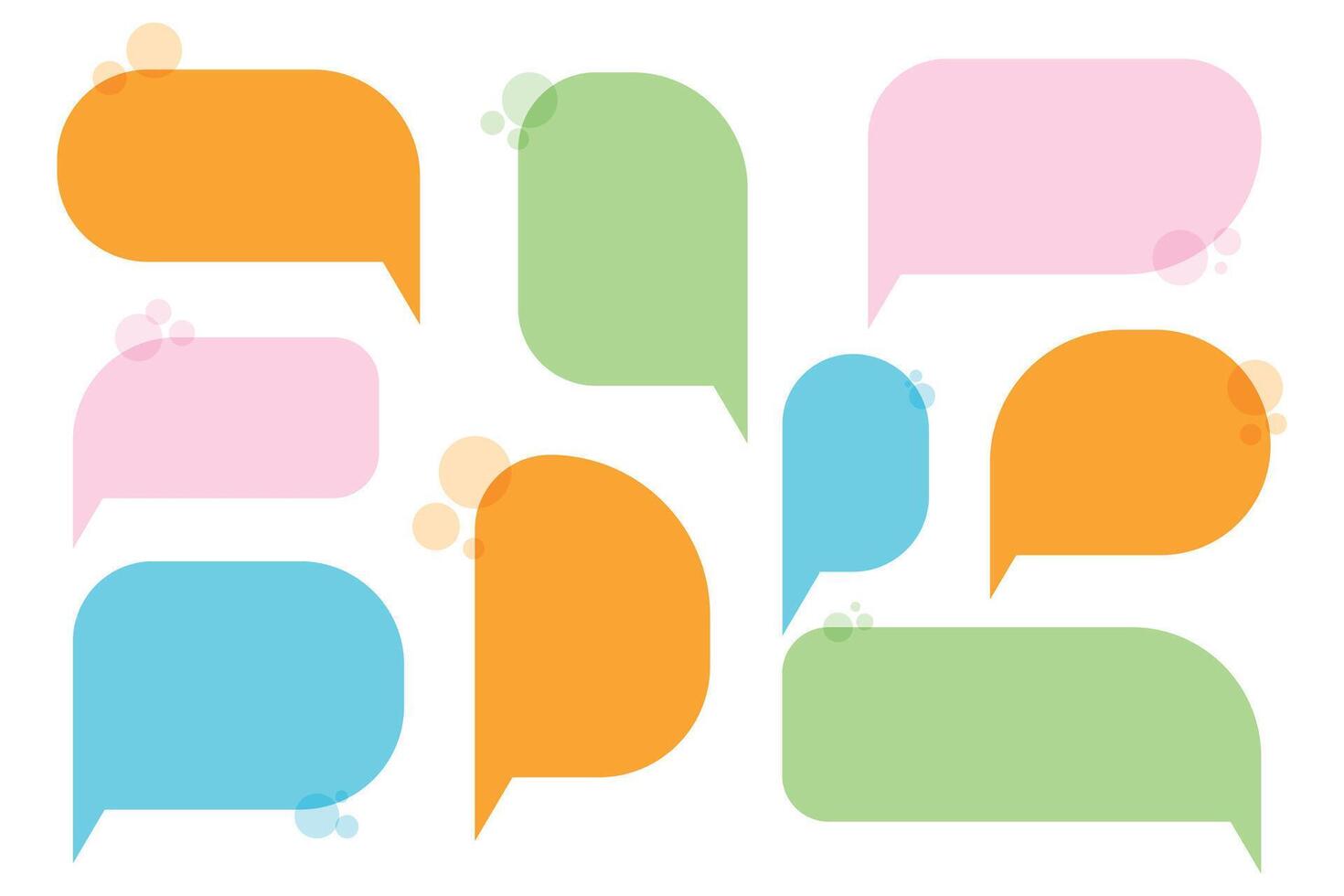 Set speech bubbles on white background. chat box or chat square and doodle message or communication icon Cloud speaking for comics and minimal message dialog vector