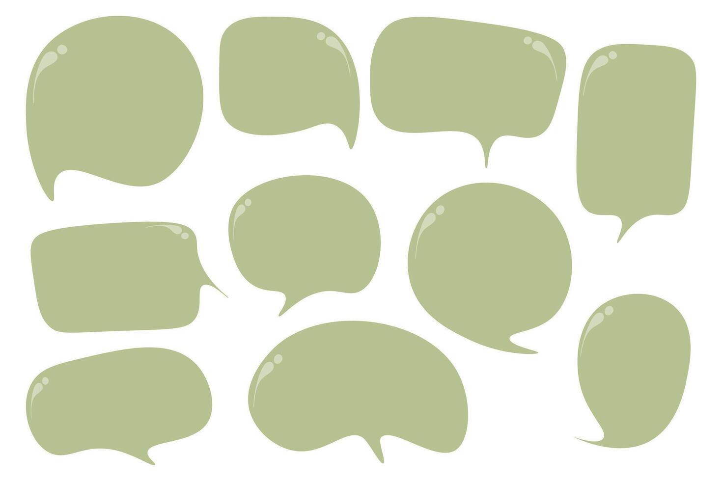 Set speech bubbles on white background. chat box or chat square and doodle message or communication icon Cloud speaking for comics and minimal message dialog vector
