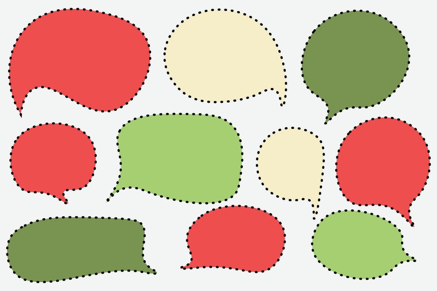 Set speech bubbles on white background. chat box or chat square and doodle message or communication icon Cloud speaking for comics and minimal message dialog vector