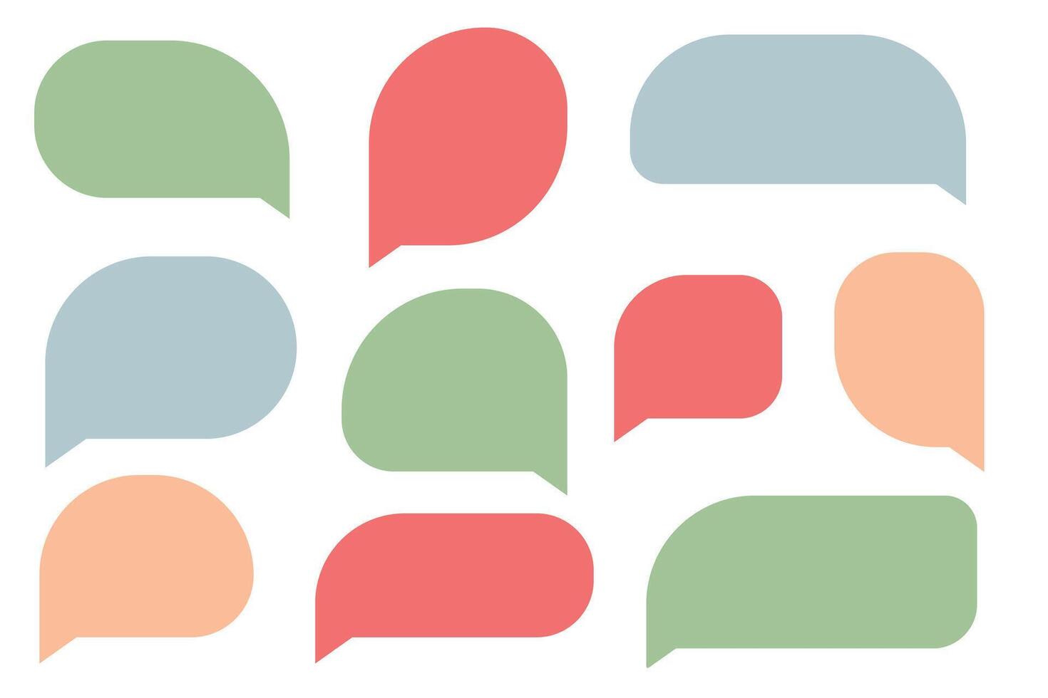 Set speech bubbles on white background. chat box or chat square and doodle message or communication icon Cloud speaking for comics and minimal message dialog vector