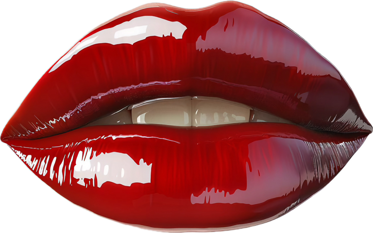 Close-up of red lips with lipstick. png