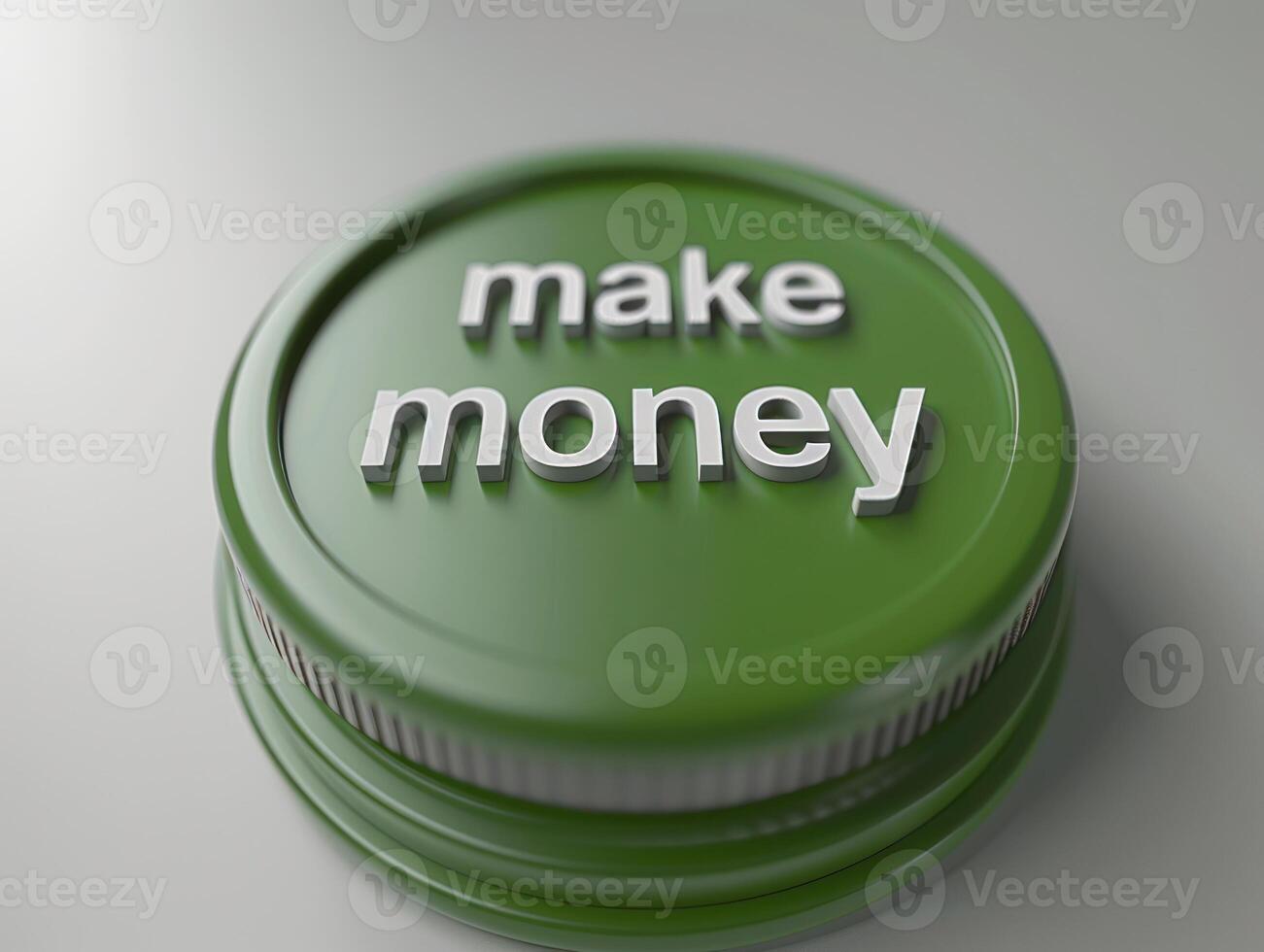 A green button with the words make money printed on it photo